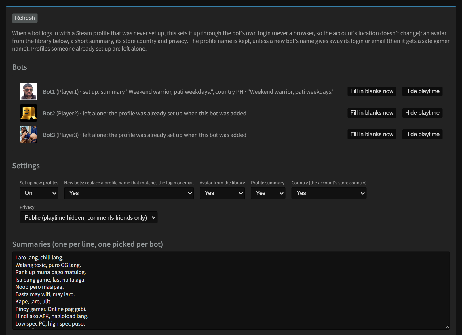 Profile Setup